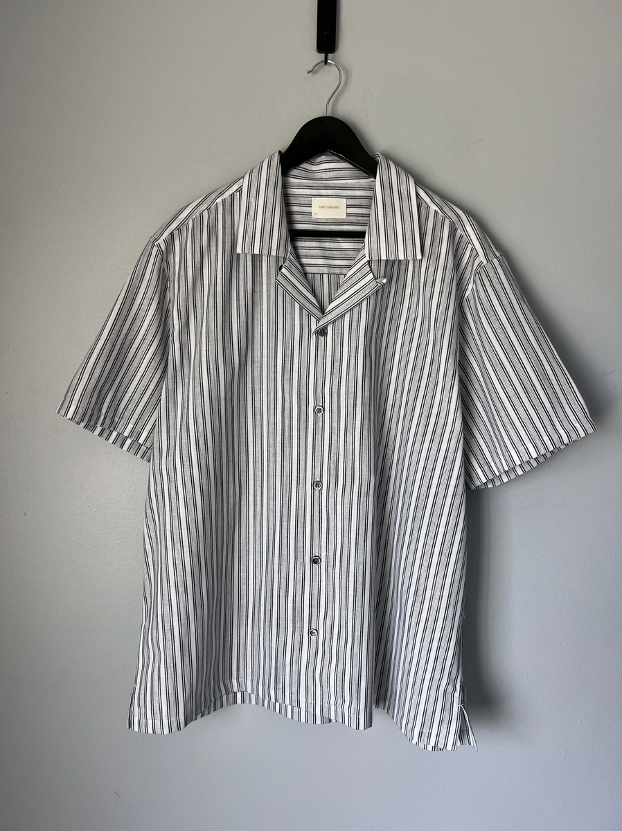 Aime Leon Dore Striped Leisure Shirt - Size Large - Black White