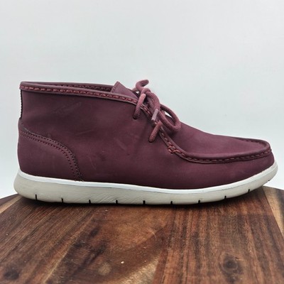 UGG Hendrickson Chukka Boots Mens 9 Burgundy Leather Moc Toe Comfort Lightweight