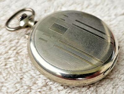 Antike Art Deco Taschenuhr Langendorf Swiss 20er Jahre Herrenuhr Schweiz Nickel
