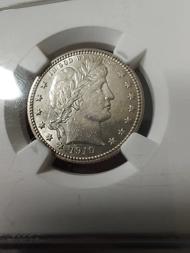 Stunning 1910-D Barber Quarter NGC AU Details   Scratched-Rare Date