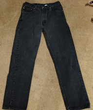Vintage Levis 34x32 Red Tab 505 Black Regular Fit Straight Mens Jeans USA Made