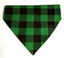 Over Collar Slide On Pet Dog Cat Bandana ST. PATRICKS DAY GREEN PLAID MEDIUM