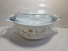 Vtg England Pyrex Emily Spring Garden Casserole Dish w/lid 1.5 Pint Handles