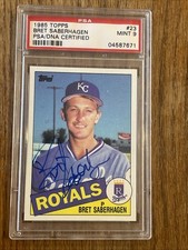 1985 Topps BRET SABERHAGEN signed ROOKIE card (Royals - autograph) PSA 9 Mint. rookie card picture