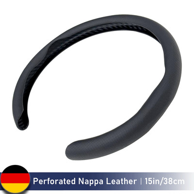 für Mitsubishi Lenkradbezug Auto Lenkradhülle Leder Lochperforation Schwarz 38cm