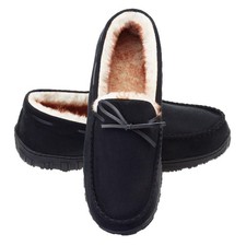 Men's Moccasin Slippers Memory Foam Warm Plush House Slippers, Indoor Outdoor...