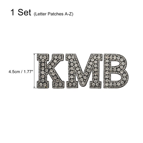 Bügelbild Patch Deko A-Z klar Glitzer Alphabet Applikation Strass 26 Teile - Bild 2 von 6