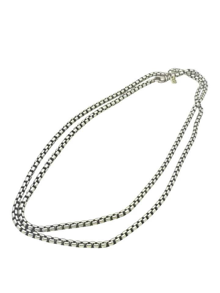 David Yurman Plata de Ley y Oro 3.6mm Caja Cadena Collar 32" - Bolsa Foto 2 de 4