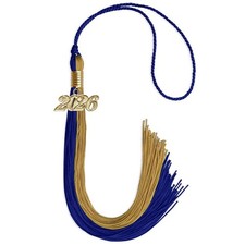 Endea Graduation Royal Blue/Antique Gold Tassel With Gold Date Drop