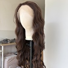 Dark brown Long Wavy Women Soft Heat Resistant Hair HD Lace Front Wig