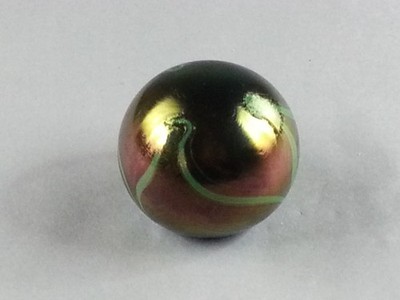Vintage 1984 WE Porter Glass Paperweight Dark Iridescent Multicolor Green Swirl