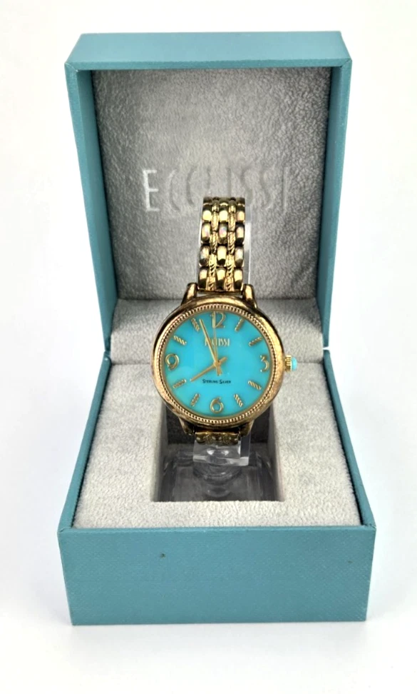 Vintage Ecclissi Sleeping Beauty turquoise 14k gold-plated sterling silver watch Ecclissi Sleeping Beauty Turquoise Sterling Silver Watch main image 4