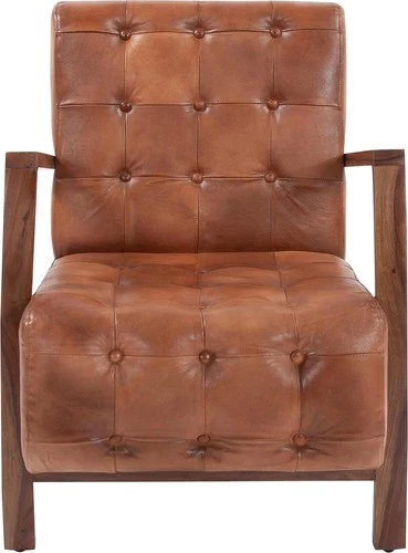 Davenport Tufted Leather Chair-Classic Style - Picture 6 of 6