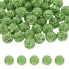 50 Pcs 12mm Light Green Rhinestone Polymer Fancy Beads for DIY Jewelry Making