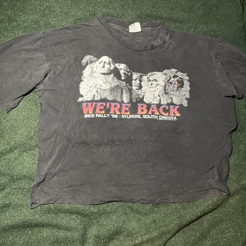 Vintage 90’s Sturgis Motorcycle Rally XL tee cropped distressed oversized - Image 1