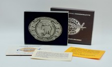 NEW 1889-1989 MONTANA CENTENNIAL BELT BUCKLE W/SAPPHIRE GLACIER 1291/2500