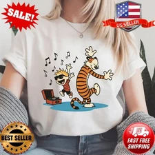 Calvin and Hobbes Graphic Tee: Unisex Cartoon Shirt, Music Theme T-shirt S-5XL