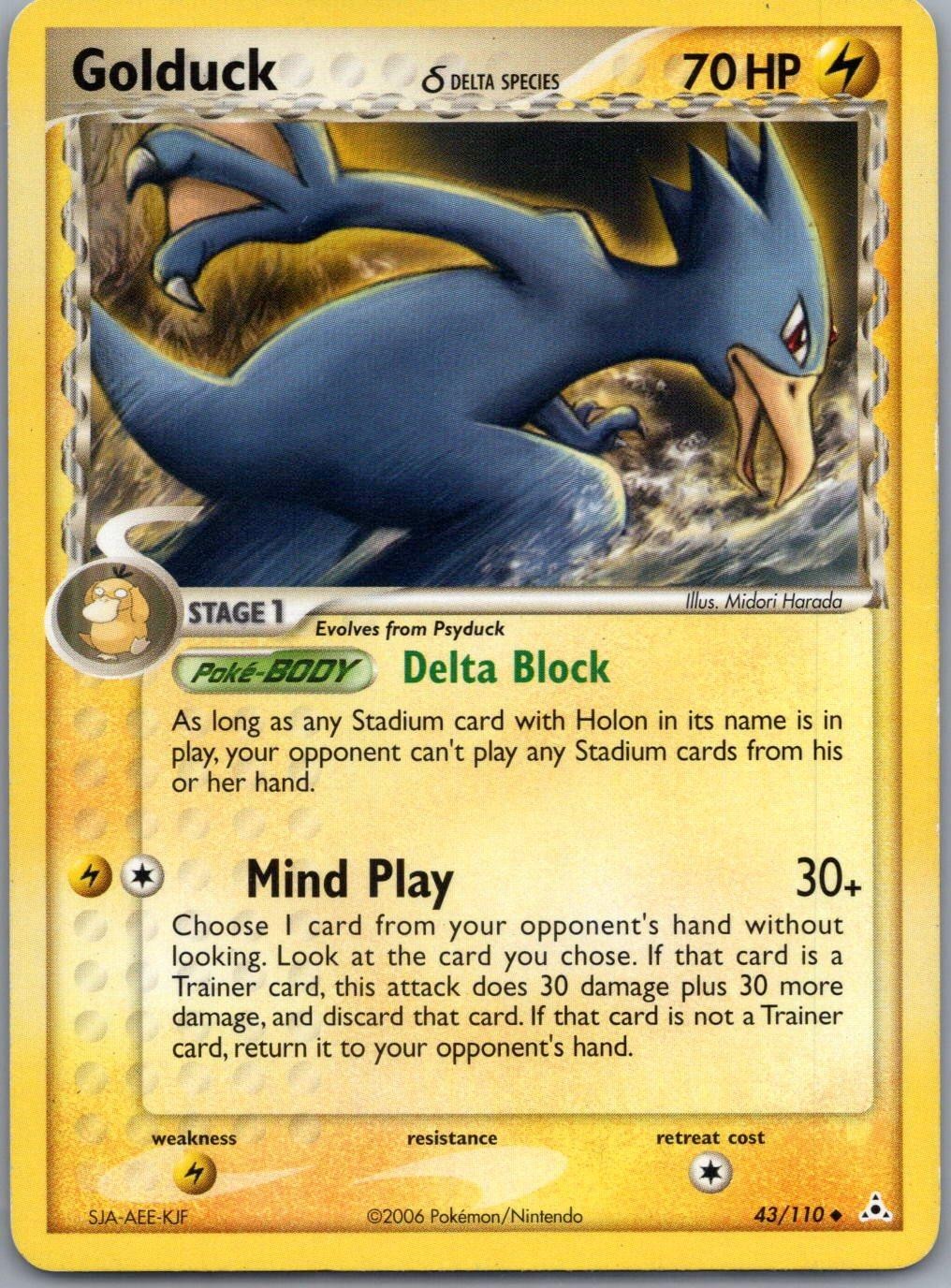 Golduck 43/110 Uncommon Holon Phantoms Pokemon Moderately Played