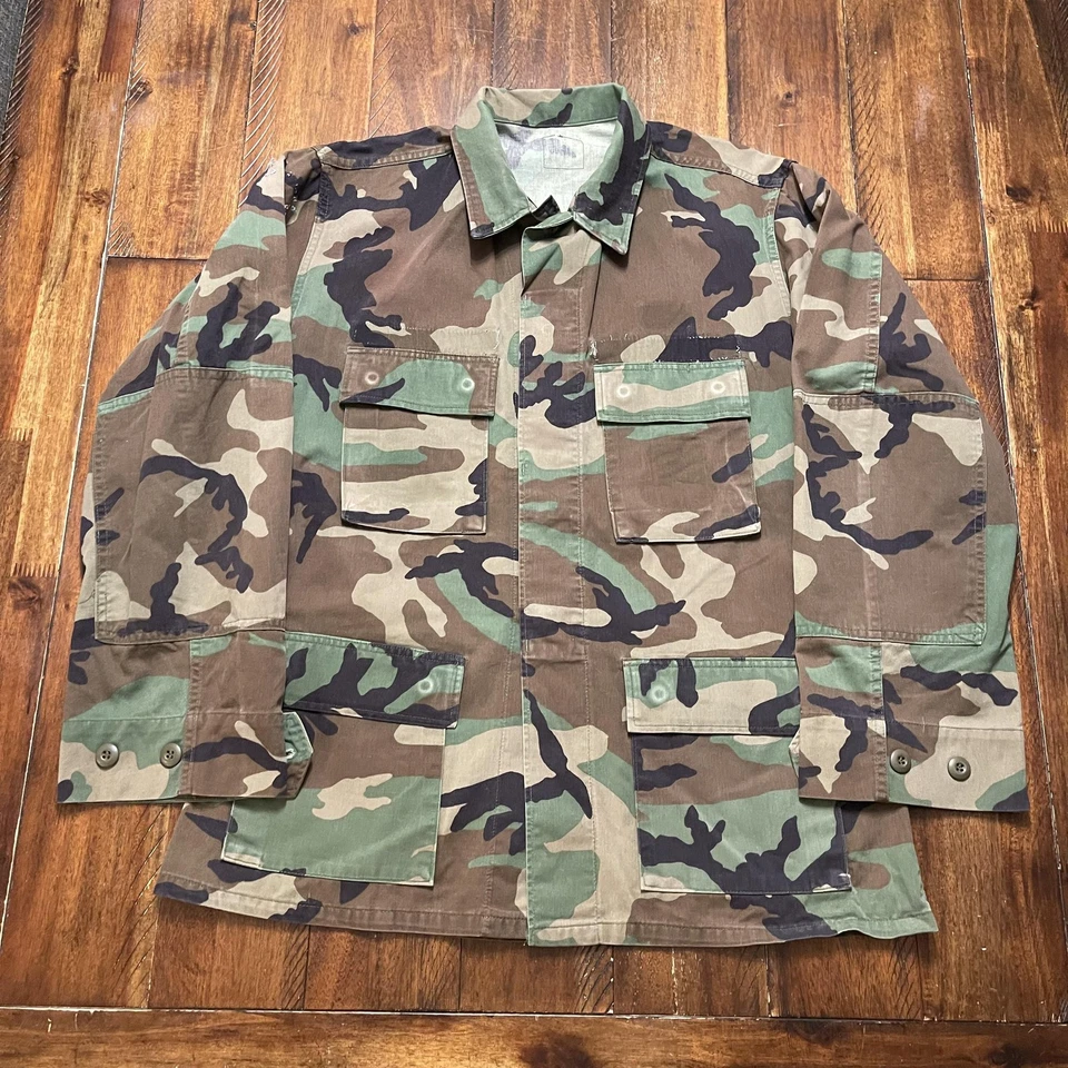 Chaqueta American Apparel BDU Para Hombres Grande Bosque Camuflaje Combate Abrigo Campo Militar Foto 2 de 4