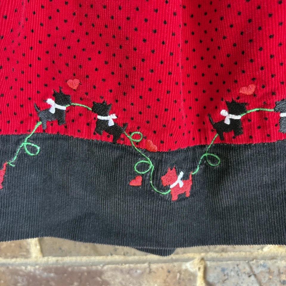 Vestido Samara Pana Rojo Negro Scotty Perro Bordado Sin Mangas Niña 4T Foto 3 de 4