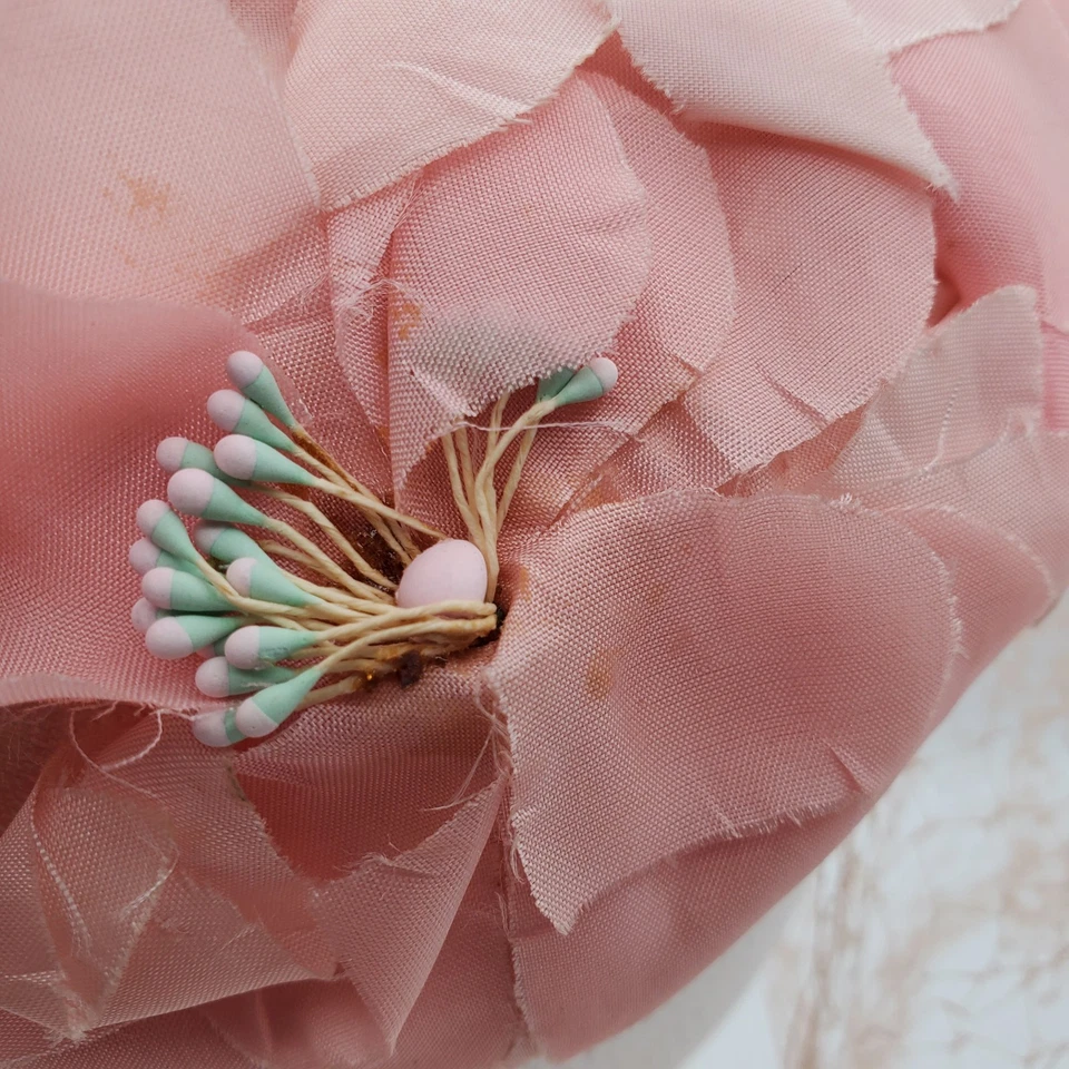 De Colección Sombrero Para Mujer Rosa Floral Con Red Cabeza Gorra Cubre Acentos Florales Foto 3 de 4