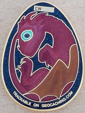 3D Dragon Egg Geocoin - Satin Gold - Activated  Adoptable - TB92APE