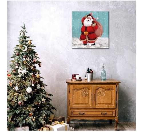 Christmas Wall art, Santa Claus Print on Canvas 24" x 24" (1174) - Picture 2 of 7