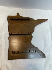 Vintage Wooden Souvenir Spoon Holder Wall Minnesota Display Rack - 18 Spoon