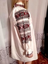 Collectible Ukrainian national blouse made of cloth, hand embroidery.