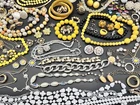 Lot YELLOW 100+ Vintage Costume Jewelry TRIFARI CORO NAPIER LISNER AUSTRIA More+