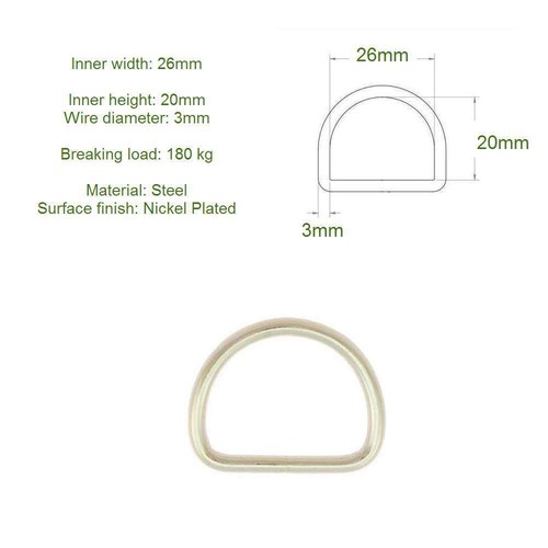 Welded D RINGS 10, 12, 14, 16, 18, 20, 22, 24, 26, 28, 30, 35, 40, 50mm - Silver - Picture 10 of 16