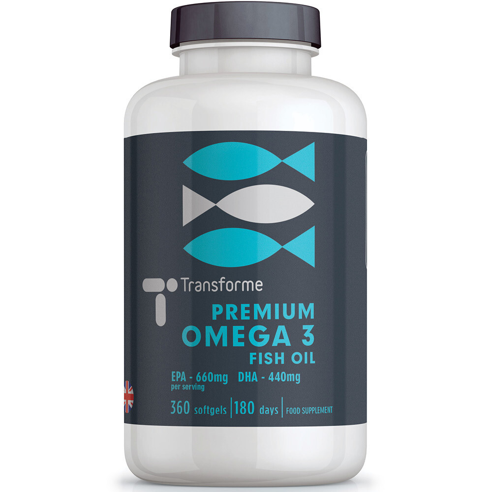 OMEGA 3 1000mg Triple Strength Fish Oil with 550mg active EPA/DHA 360 Capsules