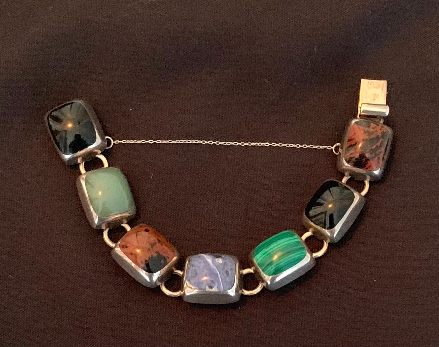 Vintage Multi- Solid Gemstone Bracelet Bezel Set/… - image 6