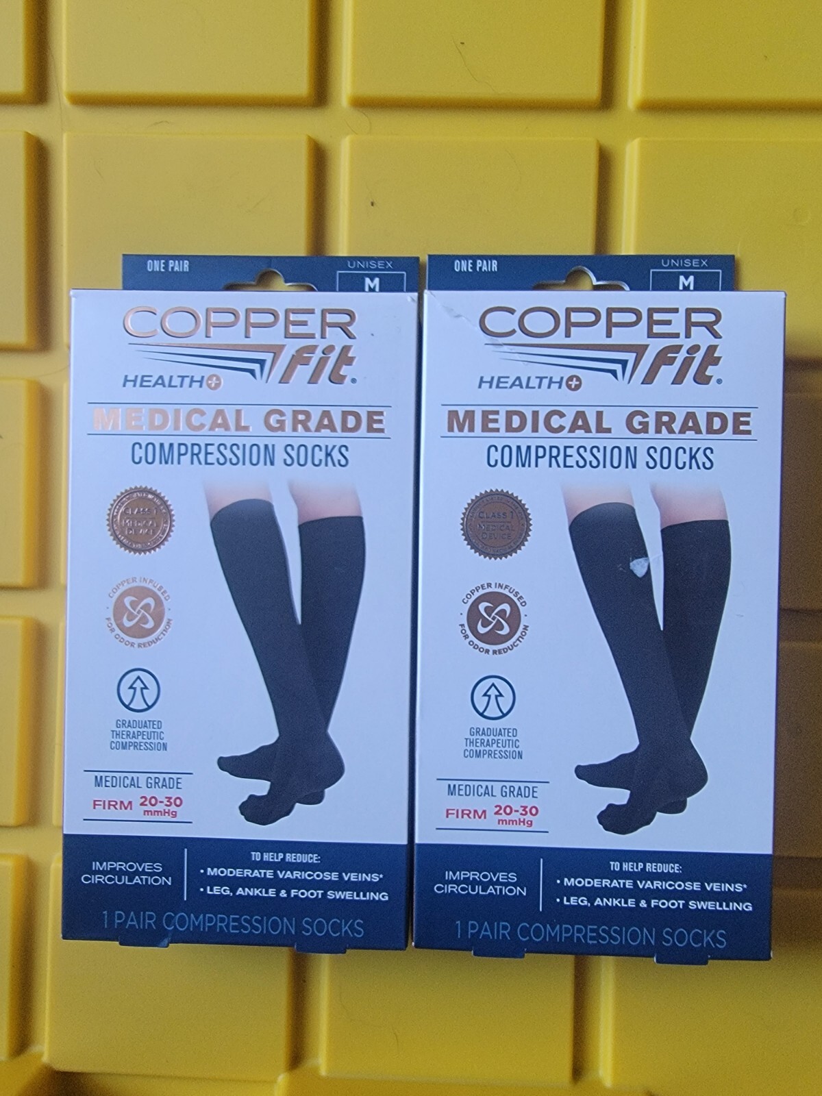 2 PAIR NIB Copper Fit Medical Grade Compression Socks Size M Unisex