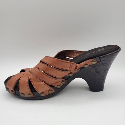 White Mountain Sandals Women's 6M Brown Karaoke Leather Open Toe Slip In W12241Z - Picture 3 of 12