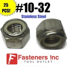 Qty 25 10-32 Stainless Steel Nylon Insert Lock Hex Nut UNF Nylock