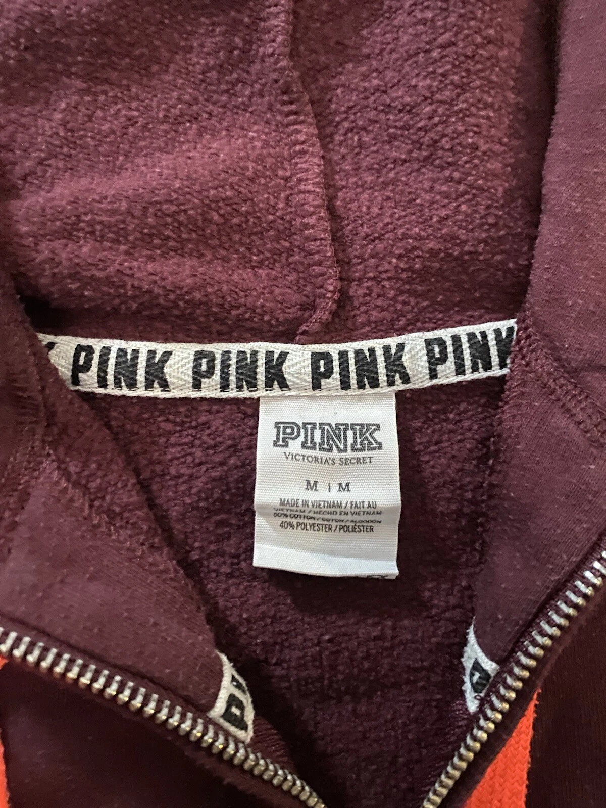 UNDERCOVER Felpa donna Victoria Secret ROSA con cappuccio e zip 1 4 marrone bordeaux M