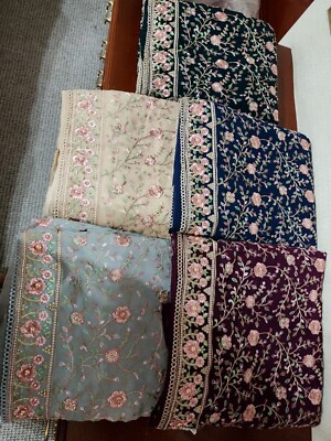 Pakistanische, indische, asiatische 3-teilige Unstich Suite alle Stickereien 