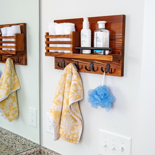 Key Holder for Wall and Mail Shelf - Decorative Wooden Wall Organizer Rack - Picture 6 of 23