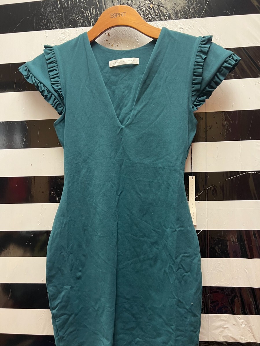 Women NWT "Susana Monaco" short teal green plunge dress. Short sleeves. Size Sm. | eBay Women NWT "Susana Monaco" short teal green plunge dress. Short sleeves. Size Sm. | eBay