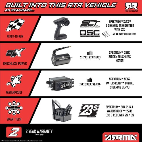 Arrma Vorteks 223S 1/10 BLX Brushless RTR 4WD Stadium Truck Teal ARA4305V4T2 - Picture 3 of 12