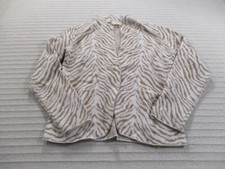 Maeve Jacket Womens Small Brown Zebra Print Pockets Long Sleeve Ivory