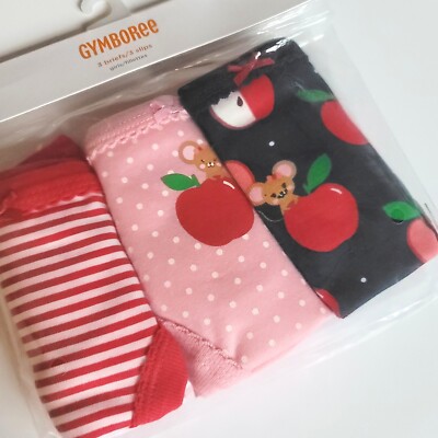 Gymboree Girls Panties S 5-6 Underwear 3 pair Panty Pack NWT Navy Red Apple Dots