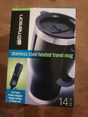 EMERSON STAINLESS STEEL HEATED TRAVEL MUG 14 FL. OZ. BLACK (SC)