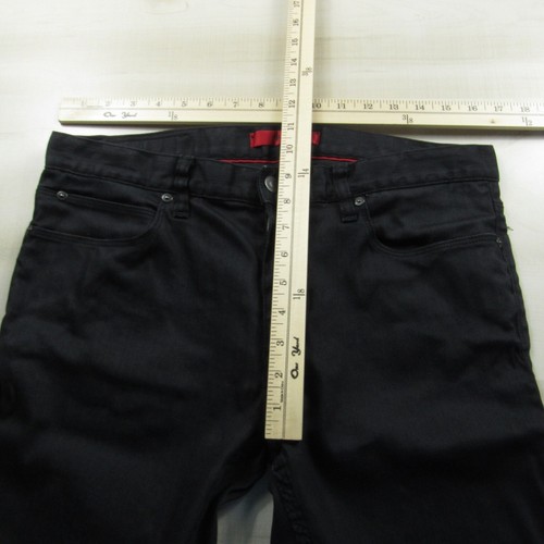Hugo Boss Jeans Mens 33x32 Black Straight Fit Denim Pants Dark Wash 5 Pocket - Picture 14 of 17