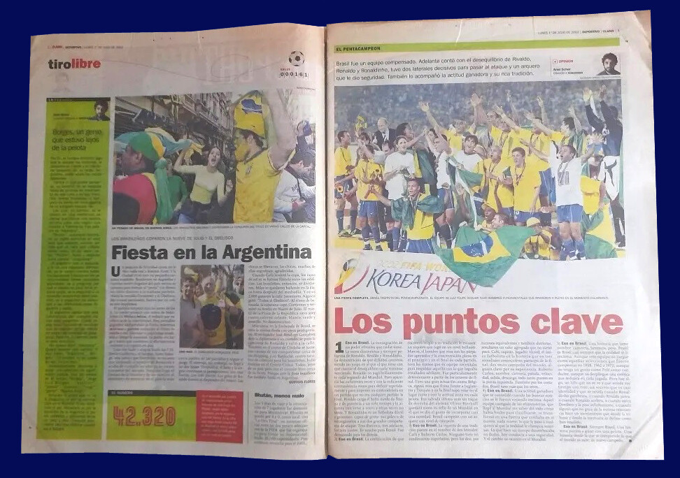 FIFA WORLD CUP KOREA/JAPAN 2002 - Clarin newspaper - BRAZIL
