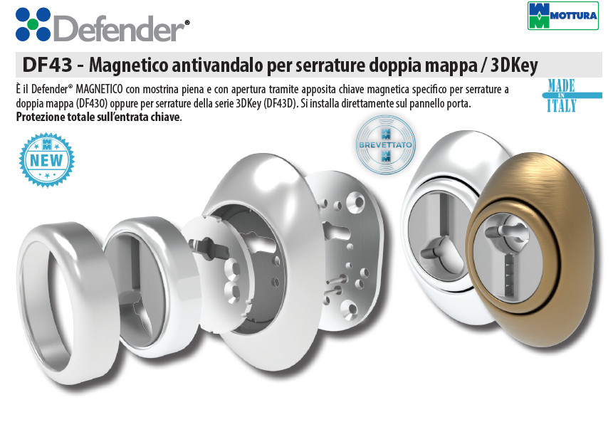 DEFENDER MAGNETICO PER DOPPIA MAPPA  MOTTURA DF43 CON 3 CHIAVI DF430