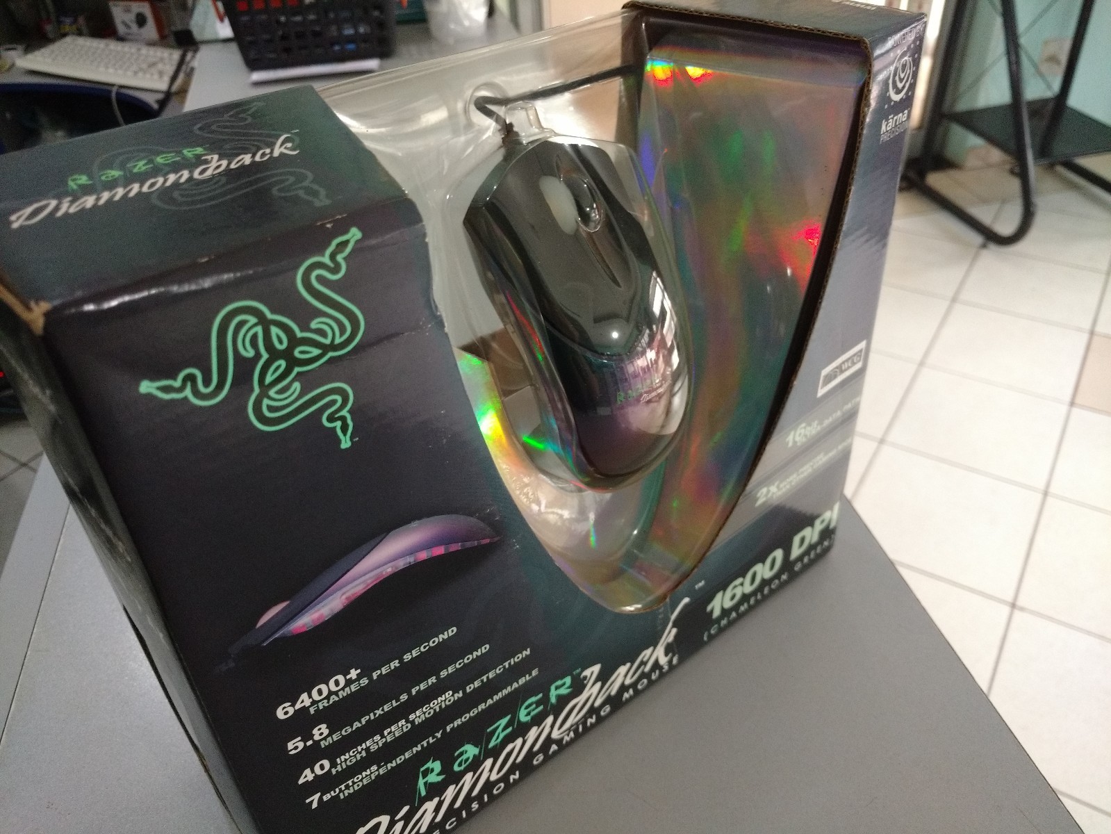 RARE Mouse Razer Diamondback Chameleon Green 2004 SEALED FOR COLLECTORS - Picture 3 of 12