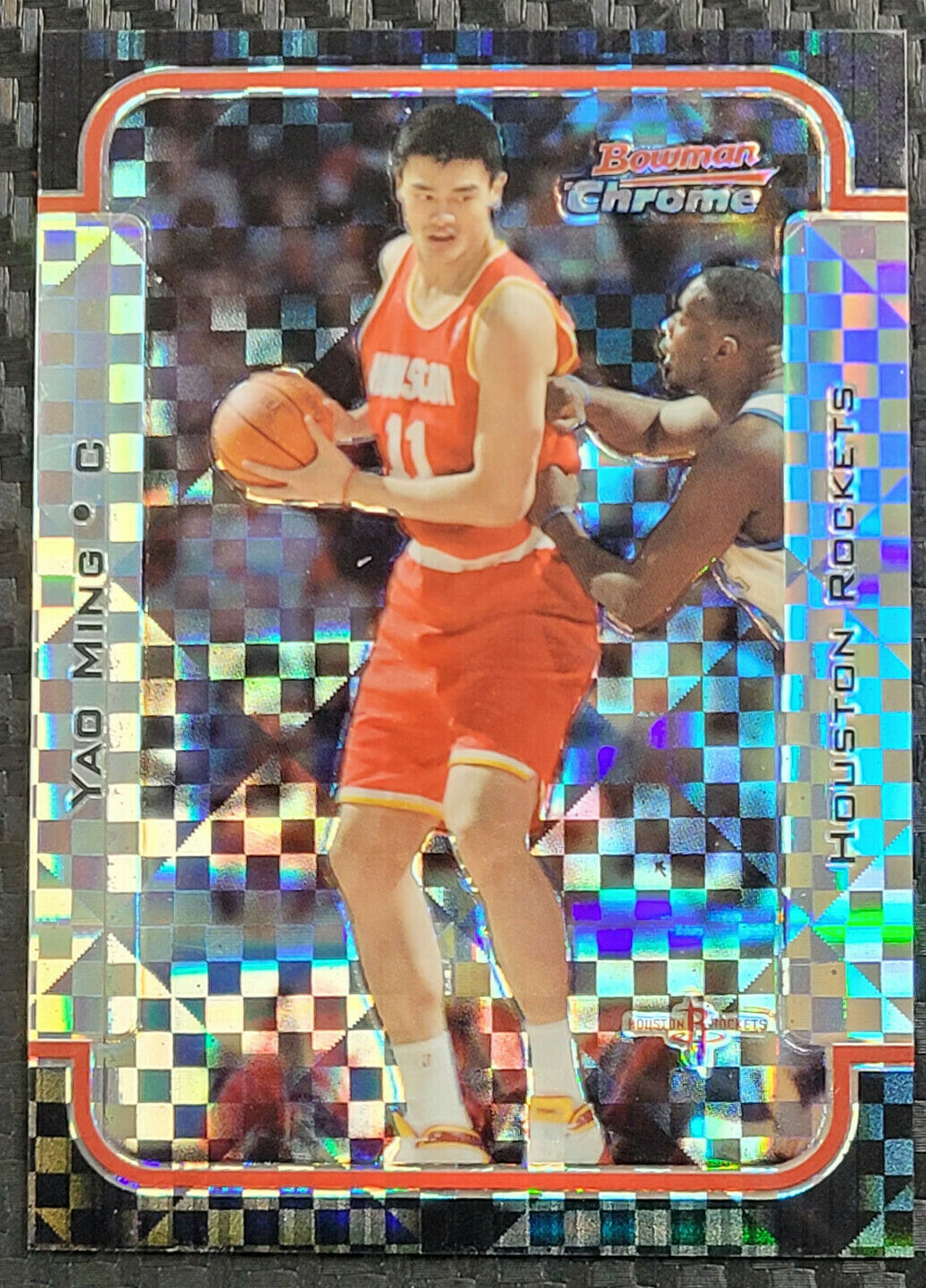 2003-04 BOWMAN CHROME YAO MING X-FRACTOR #D 80/150 HOF HOUSTON ROCKETS #11