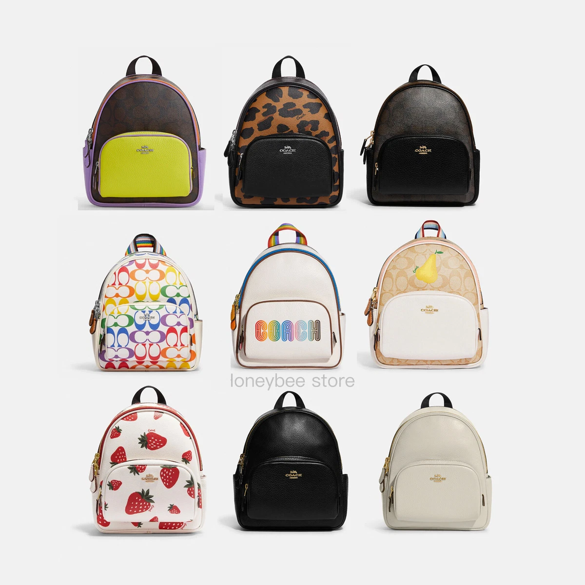 NWT Coach Mini Court Backpack In Signature Canvas Colorblock With Rainbow Coach